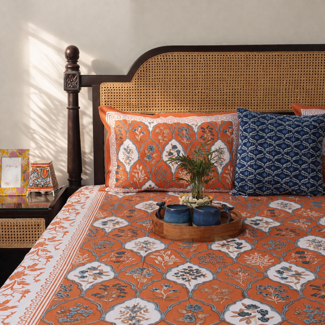 Rangrez Orange – Flat I Fitted Bedsheet (90x108 Inches)