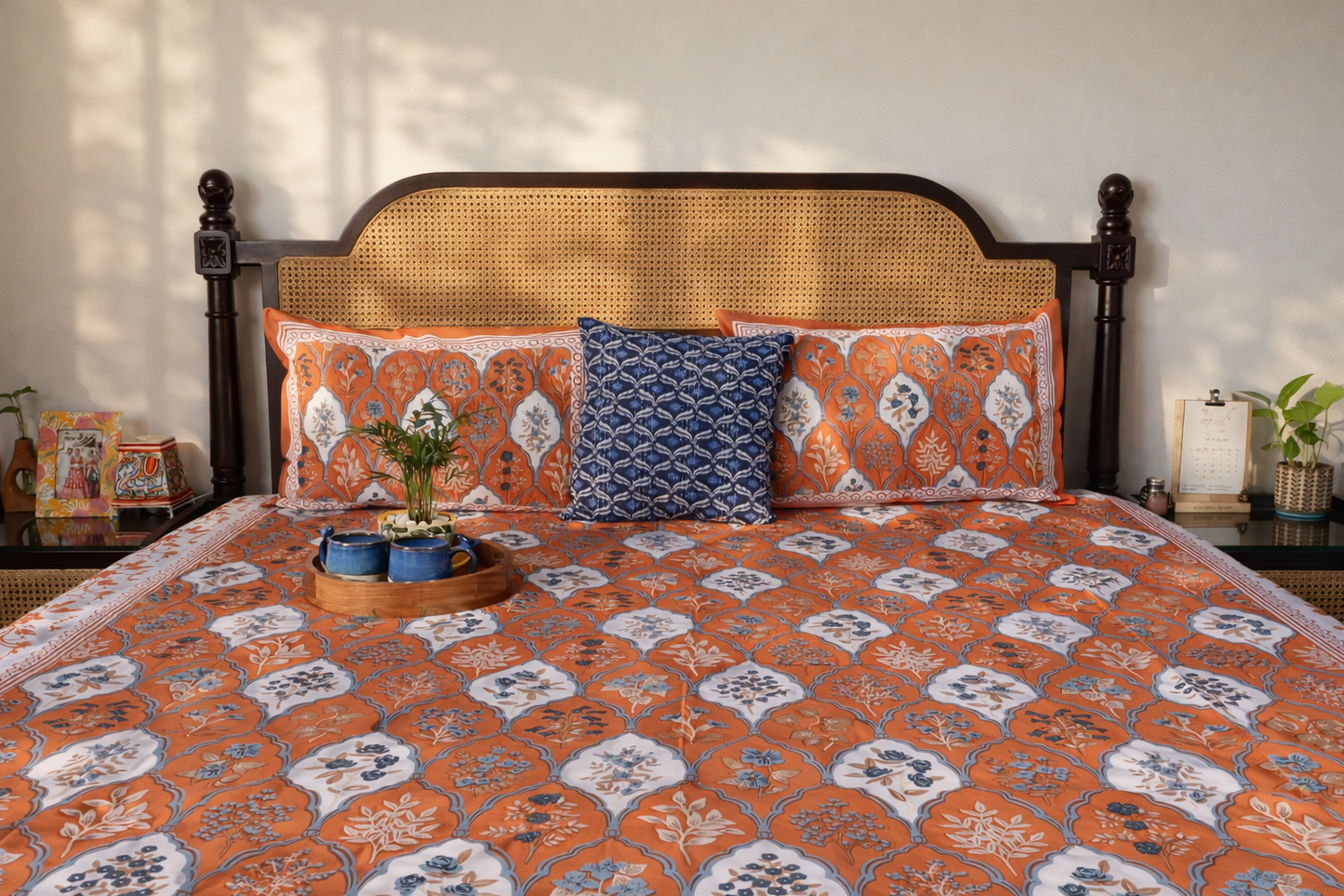Rangrez Orange – Flat I Fitted Bedsheet (90x108 Inches)