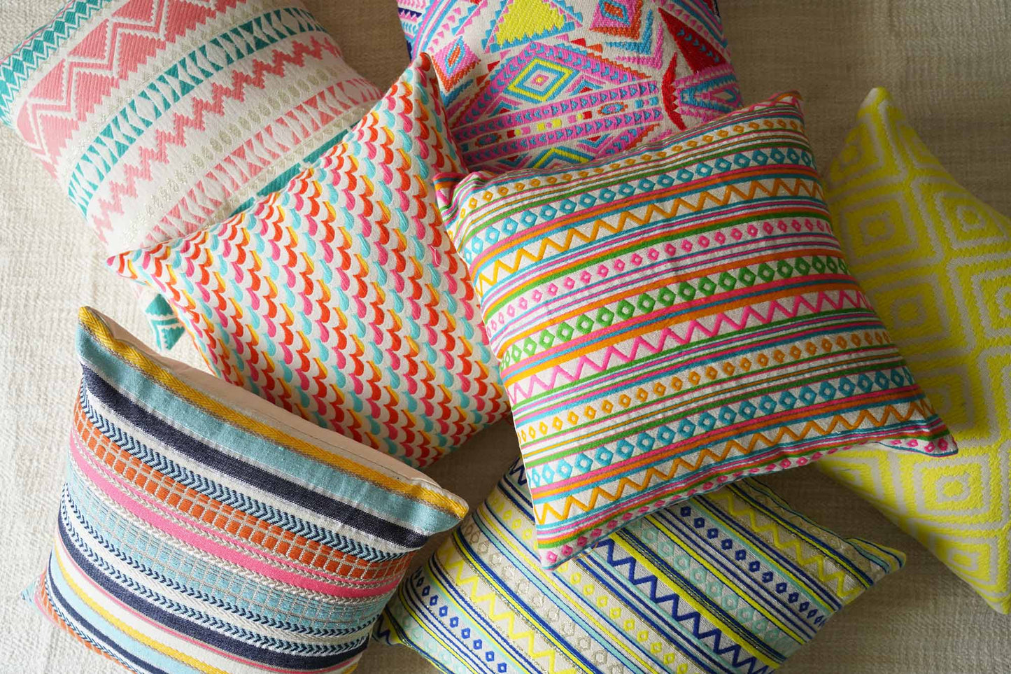 Playful palette - set of 7 Jacquard Cushion Cover