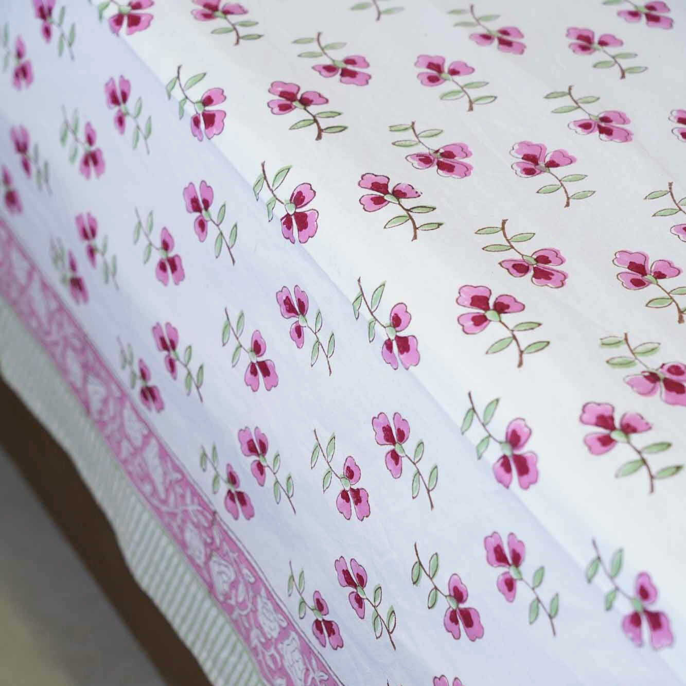 Gulabo - Hand block Bedsheet (108x108 Inches)