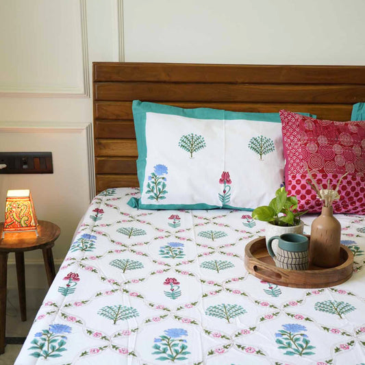 Bela - Hand block Bedsheet (108x108 Inches)