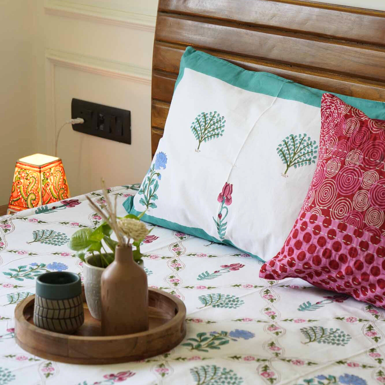 Bela - Hand block Bedsheet (108x108 Inches)