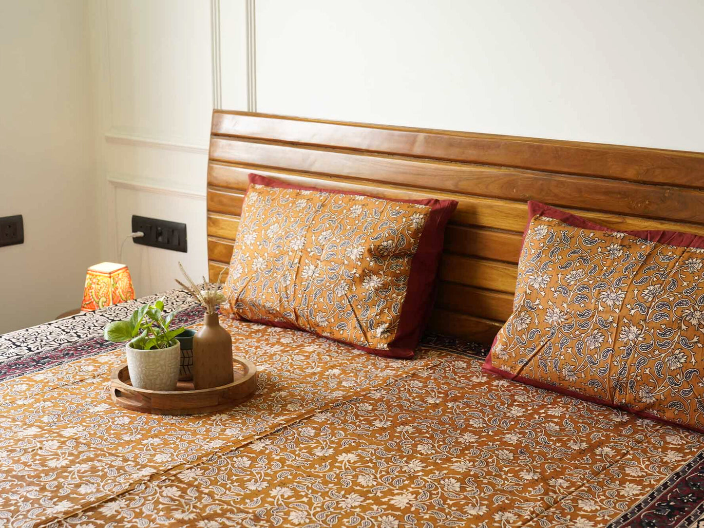 Kalamkari Rust - Flat I Fitted Bedsheet (90x108 Inches)