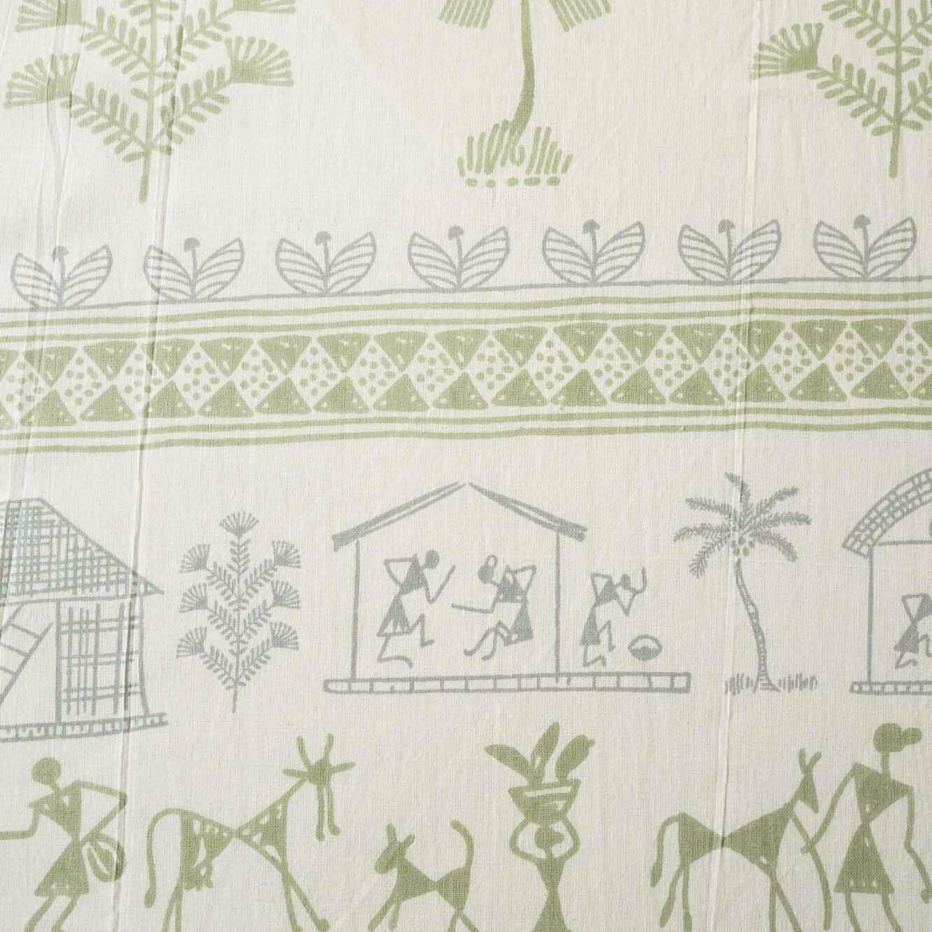 Worli Green Flat I Fitted Bedsheet (108x108 Inches)