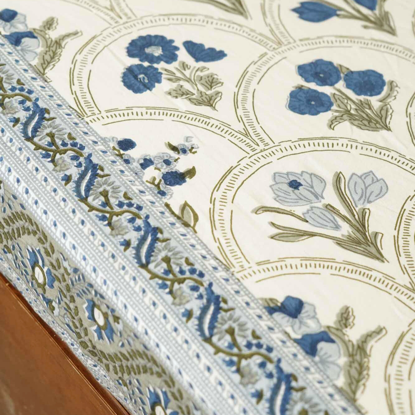 Ambarsariya - Blue - Single Bed Bedsheet (60x90 Inches)