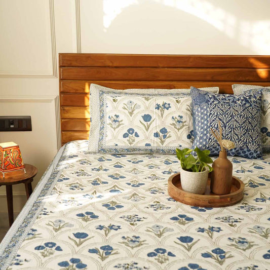 Ambarsariya - Blue - Single Bed Bedsheet (60x90 Inches)