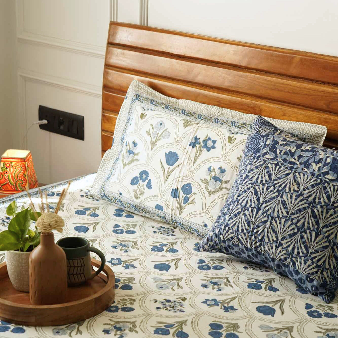 Ambarsariya - Blue - Single Bed Bedsheet (60x90 Inches)