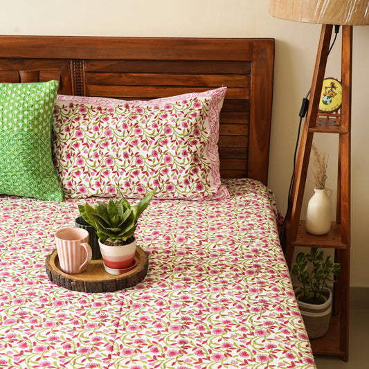 Mallika - Hand block Bedsheet (108x108 Inches)