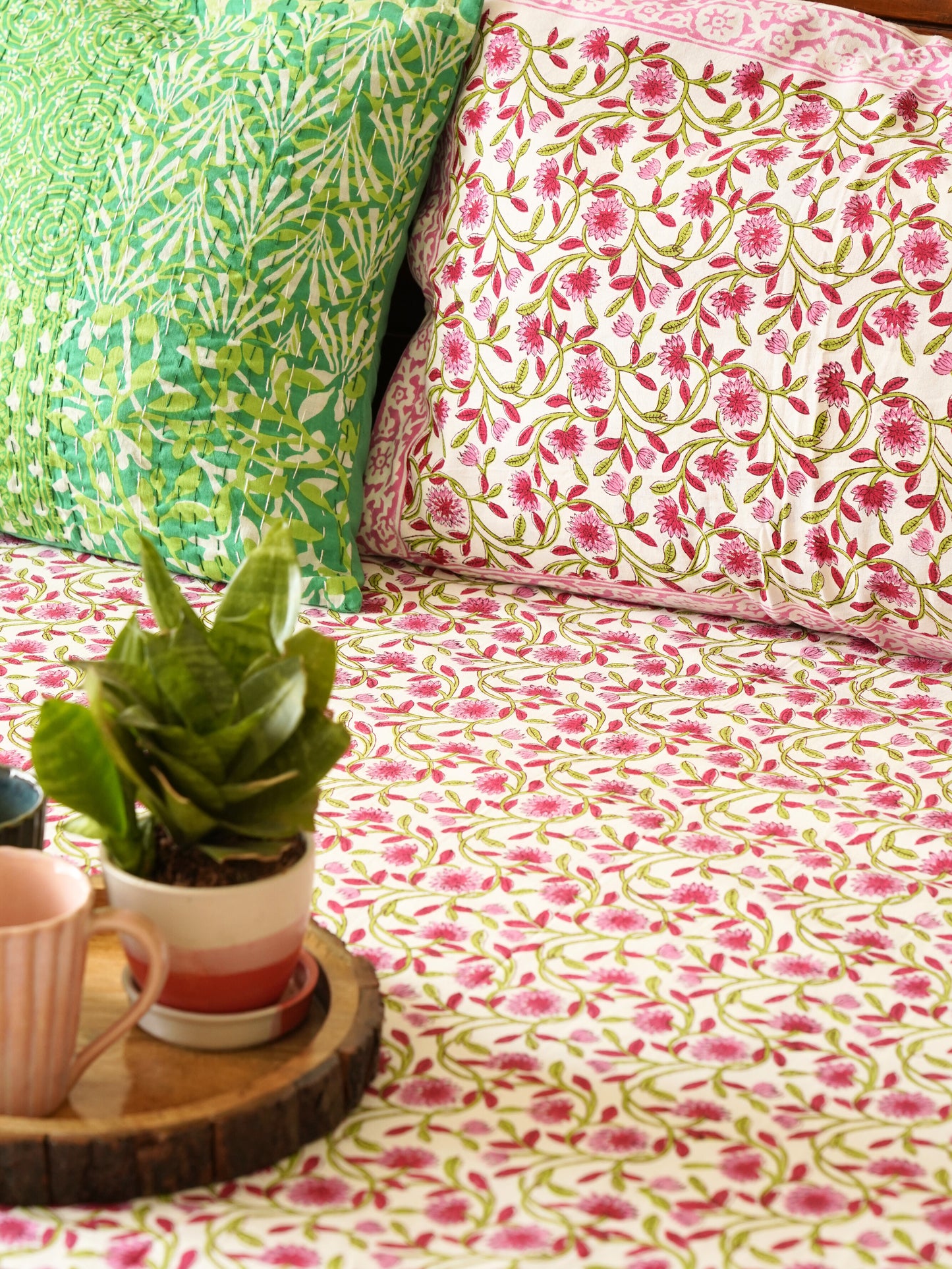 Mallika - Hand block Bedsheet (108x108 Inches)