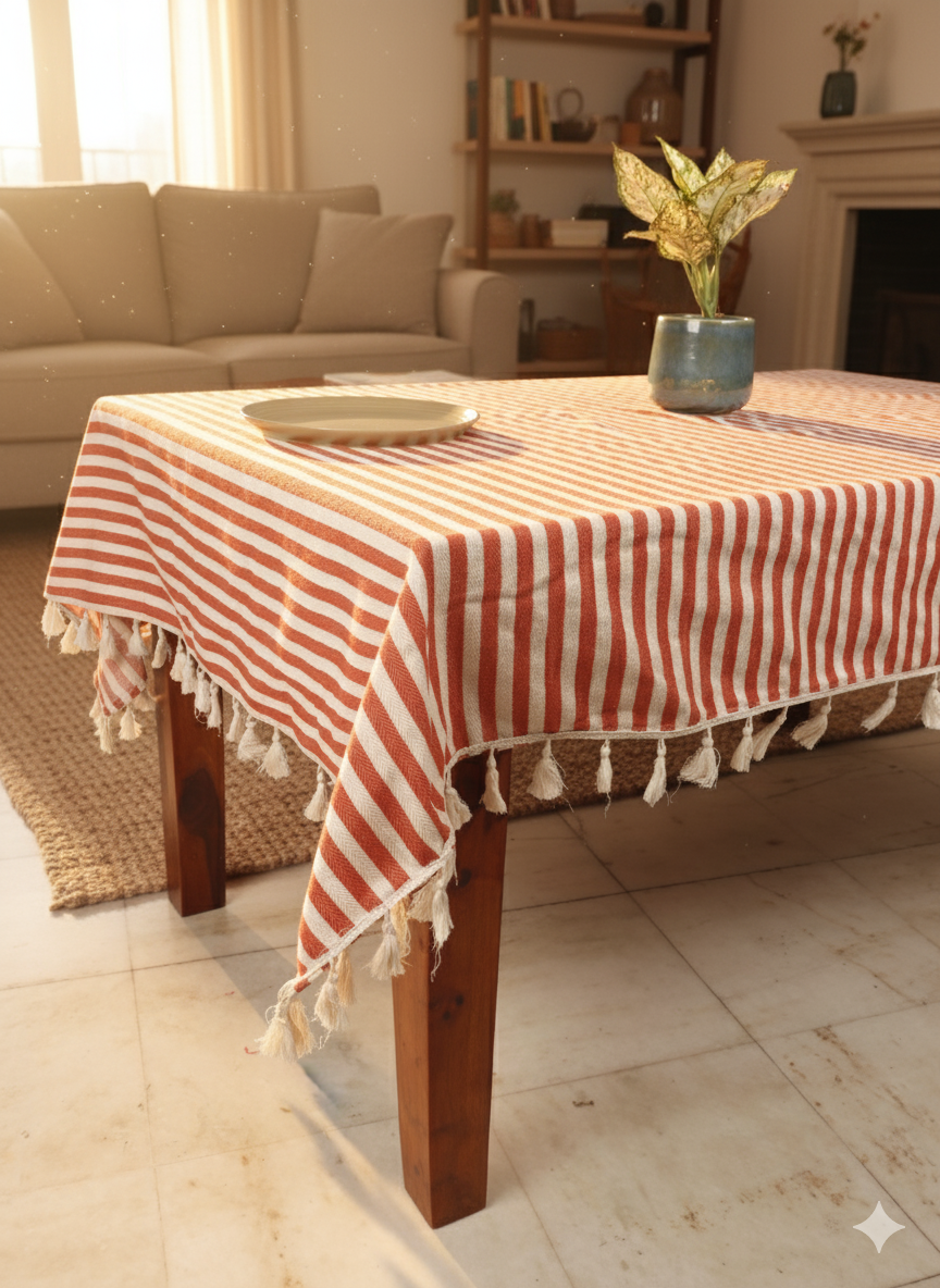 Lines Hand Block Six seater Dining Table Cover