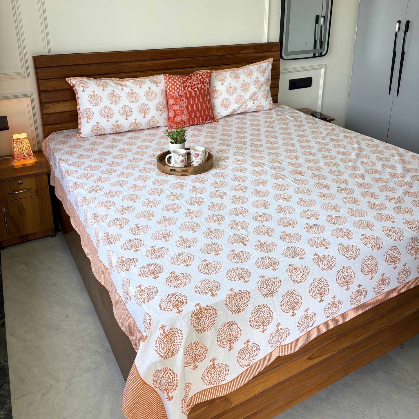 Everyday Classics - Orange - Flat I Fitted Bedsheet (90x108 Inches)