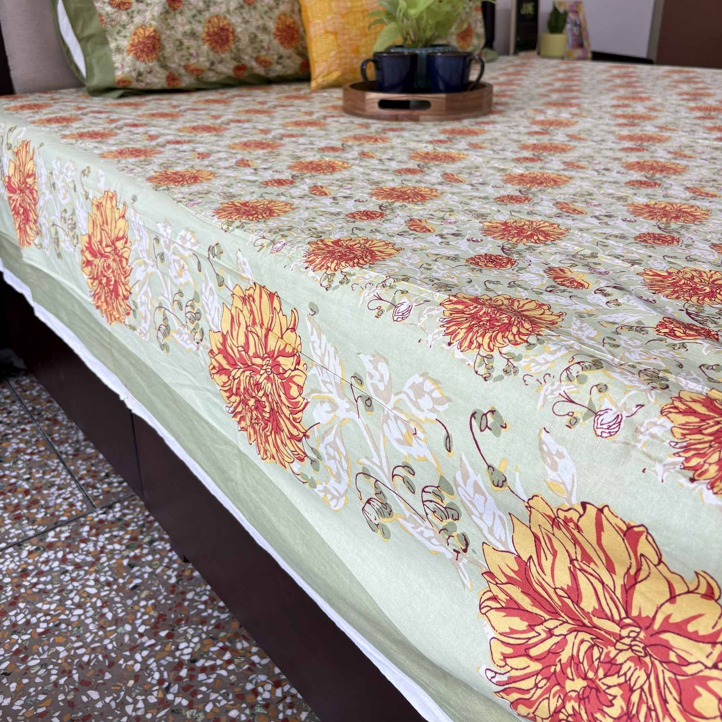 Marigold- Flat I Fitted Bedsheet (90x108 Inches)