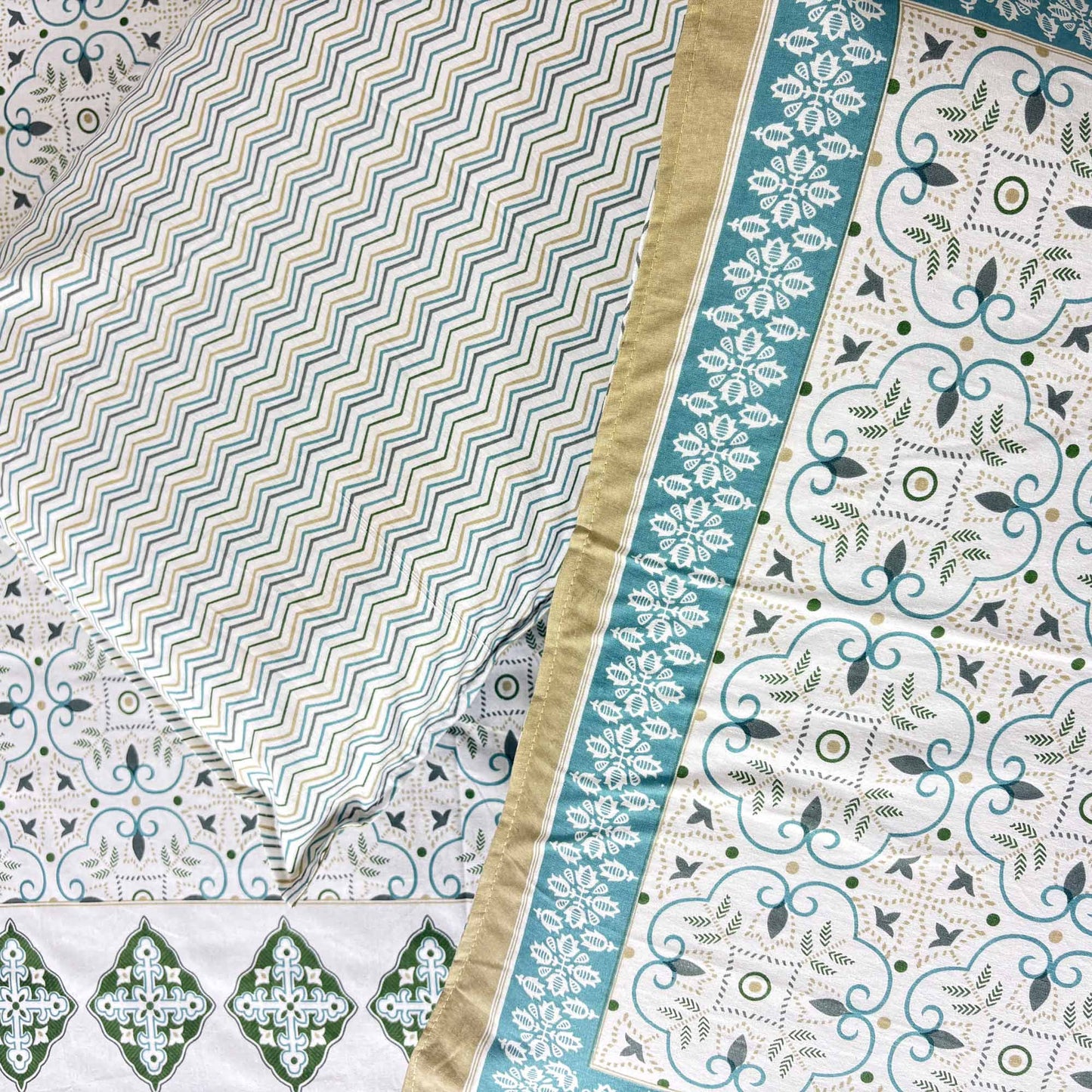 Meghal - Blue – Flat I Fitted Bedsheet (108x108 Inches)
