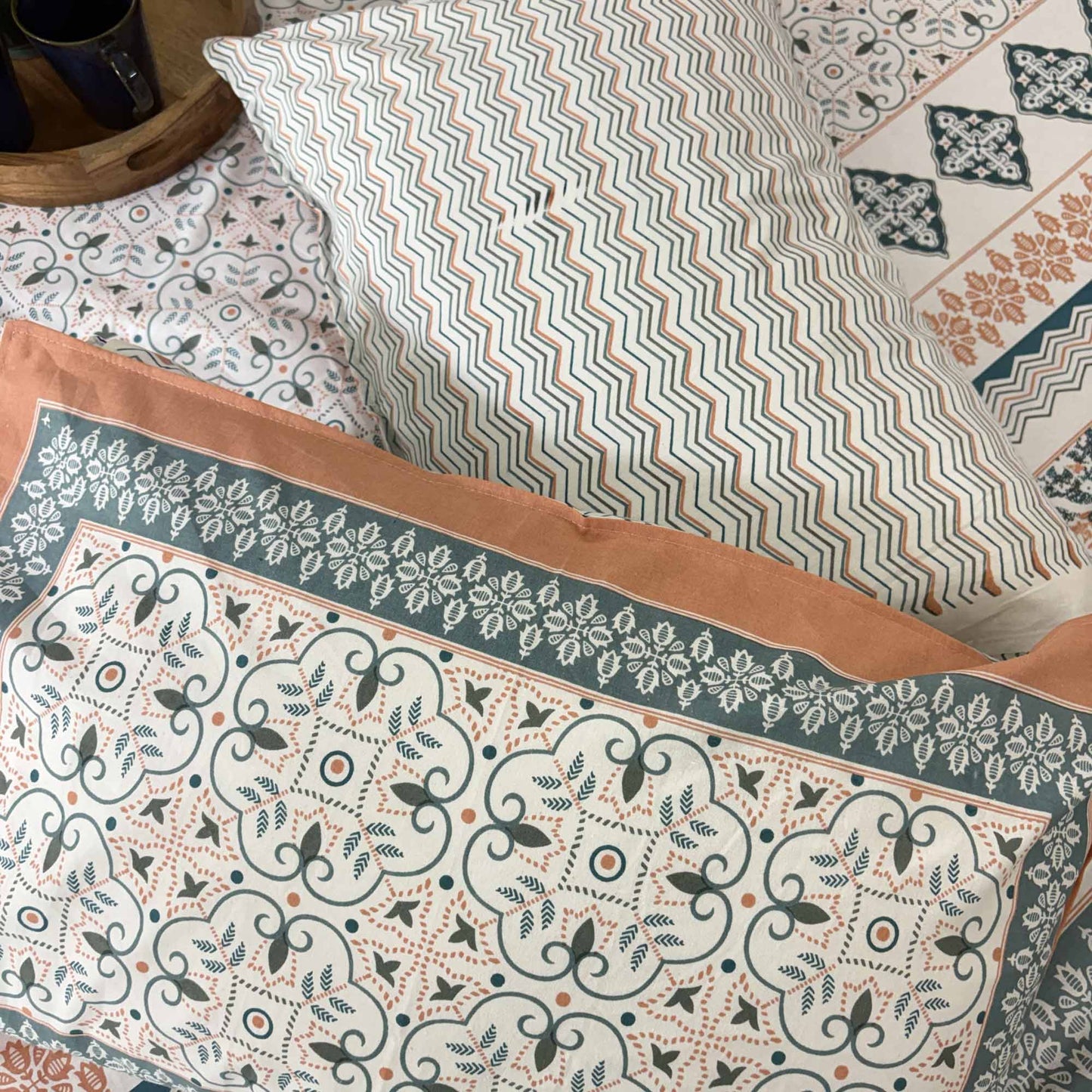 Meghal - Orange – Flat I Fitted Bedsheet (108x108 Inches)