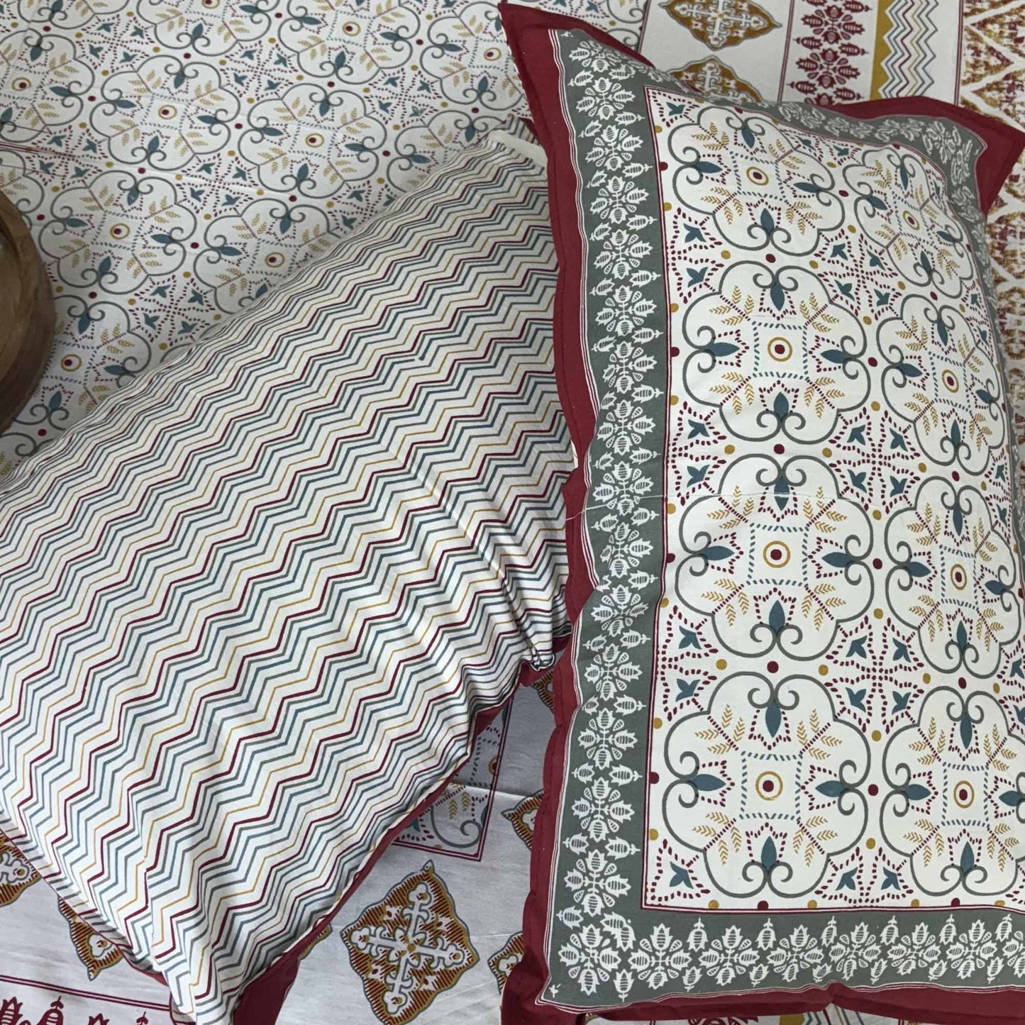 Meghal - Red – Flat I Fitted Bedsheet (108x108 Inches)