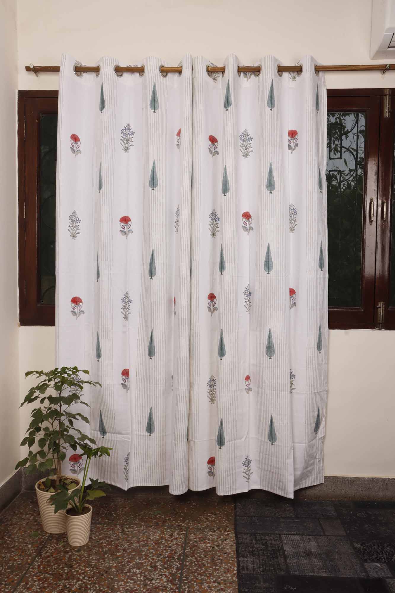 Block Print Curtain - Mughal Lakeerein