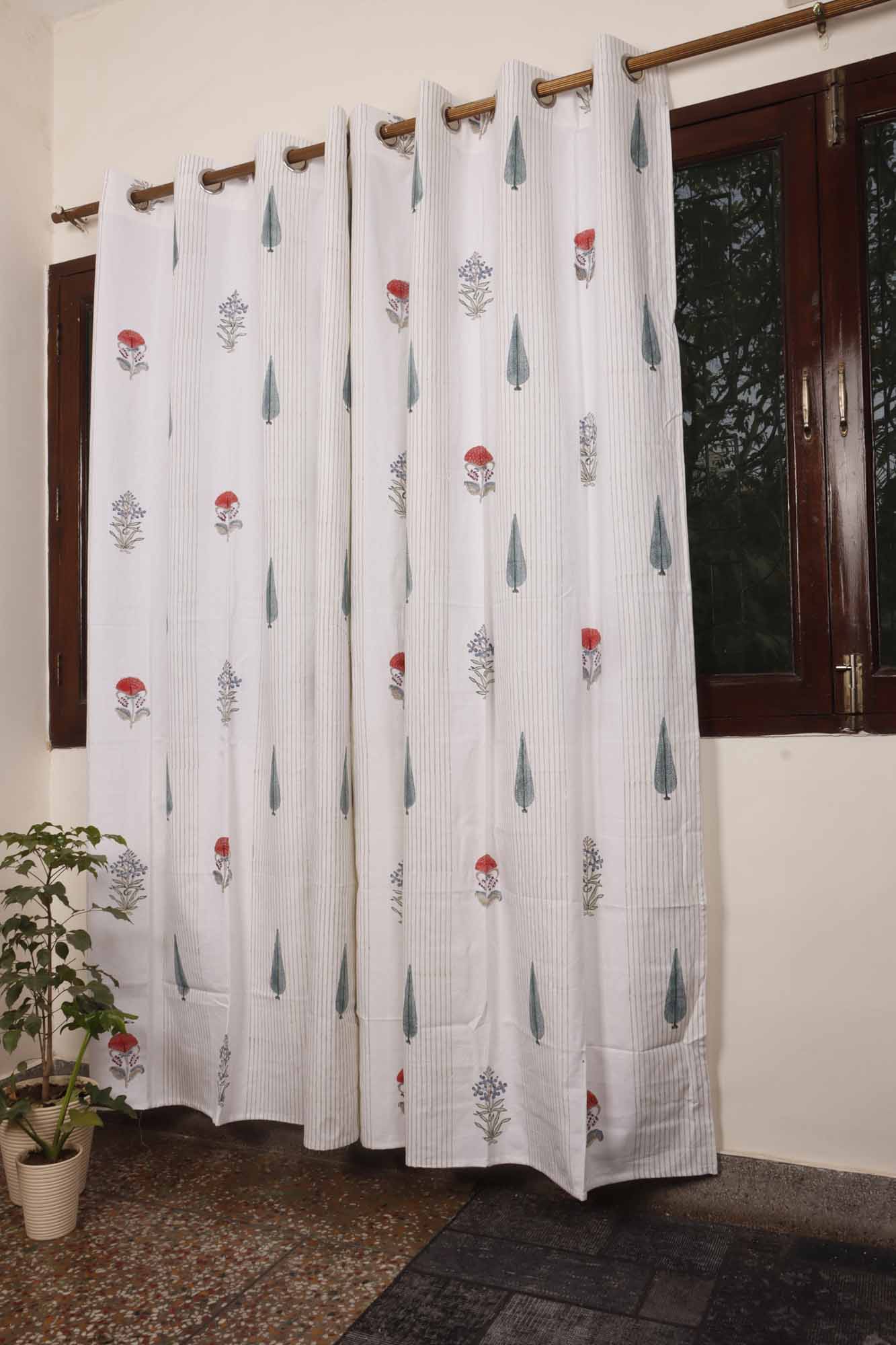 Block Print Curtain - Mughal Lakeerein