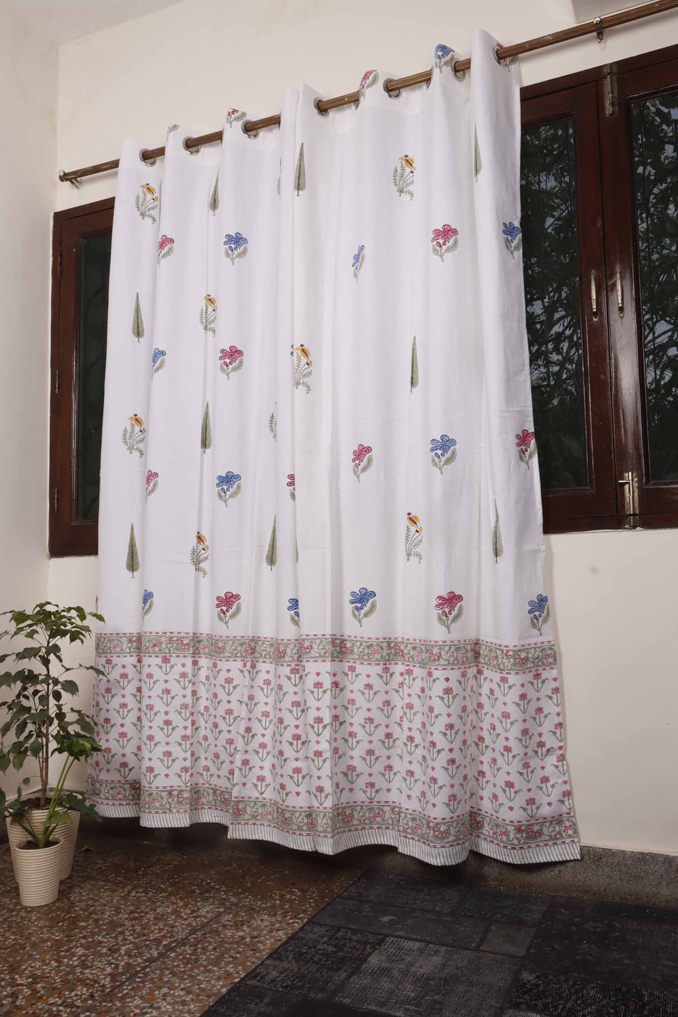 Block Print Curtain - Mughal Garden