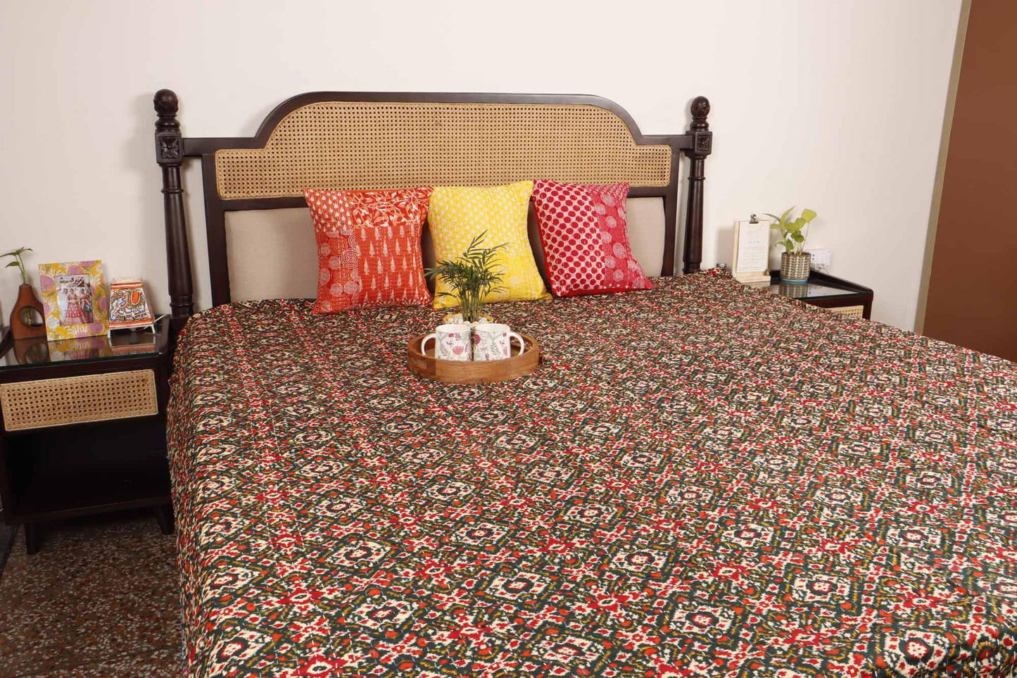 Ikkat Patola - Kantha Stitch Bedcover