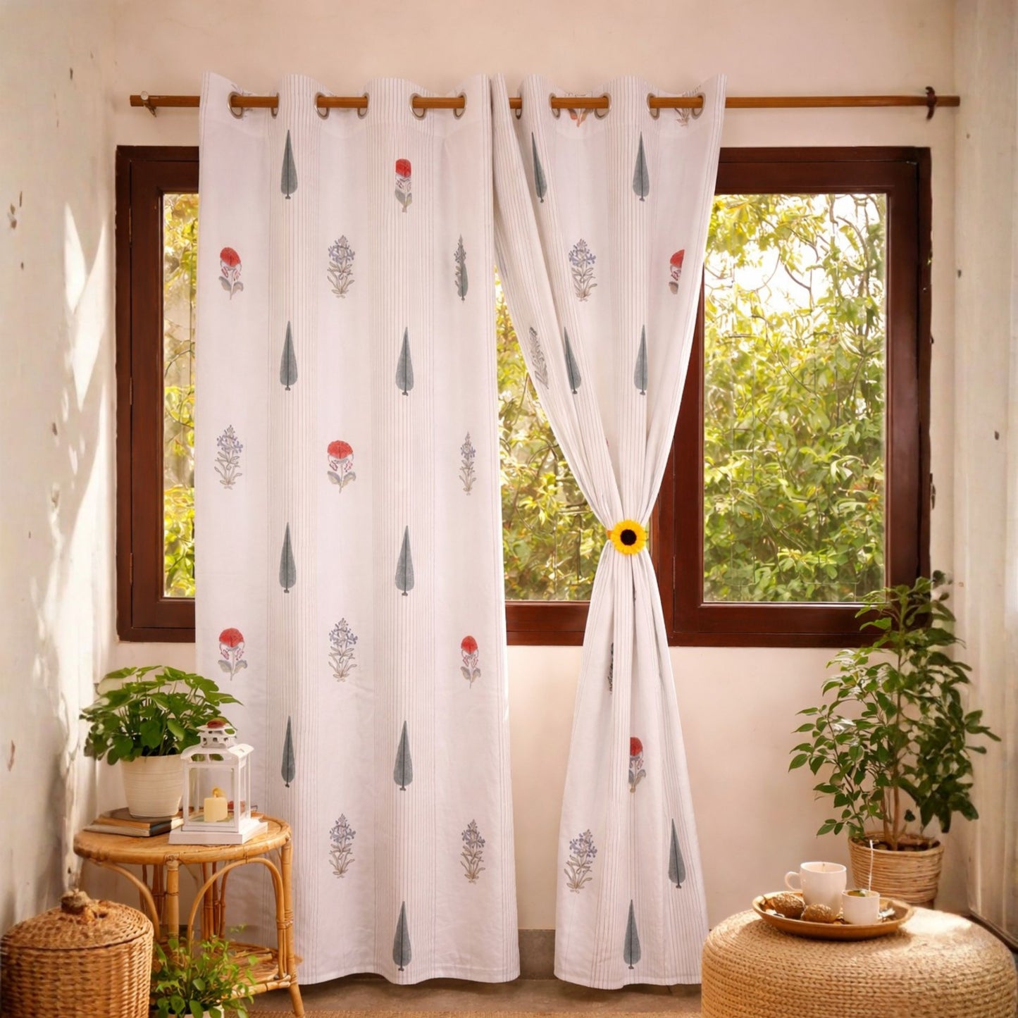 Block Print Curtain - Mughal Lakeerein
