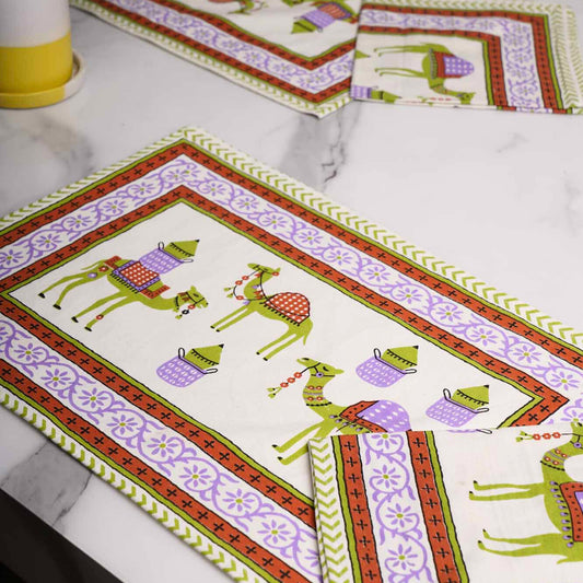Camel - Set of 4 table mats and 4 napkins