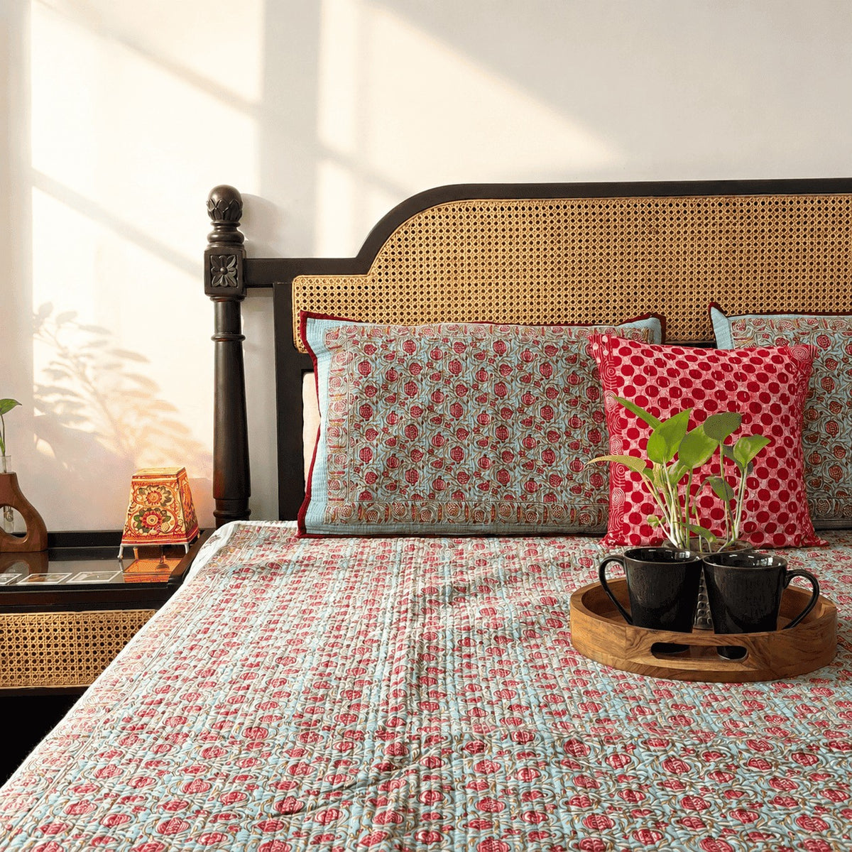 Anaar - Quilted and Reversible Handblock Bedcover I Comforter