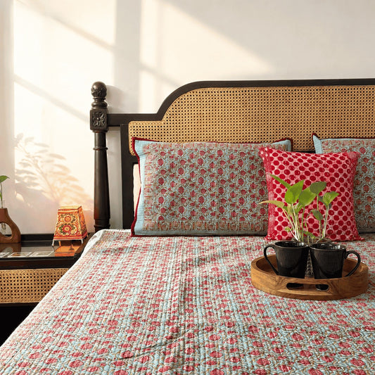 Anaar - Quilted and Reversible Handblock Bedcover I Comforter