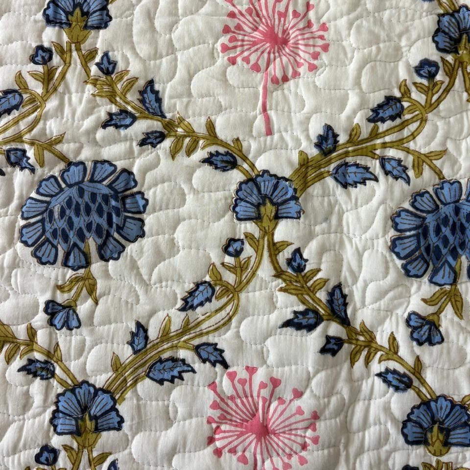 Khushamadeed - Quilted and Reversible Handblock Bedcover I Comforter