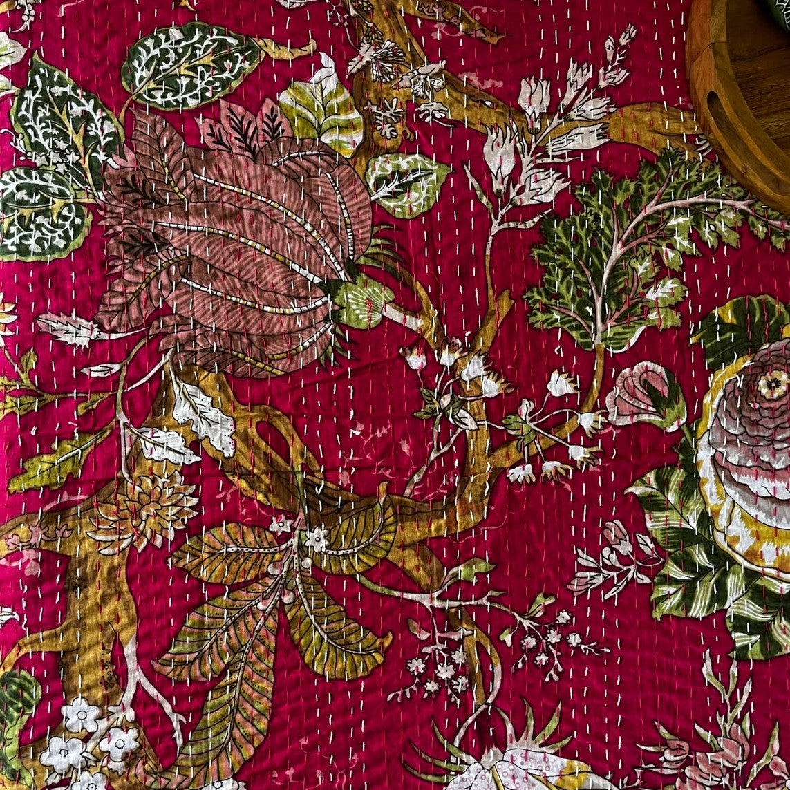 Phulwari - Kantha Stitch Bedcover