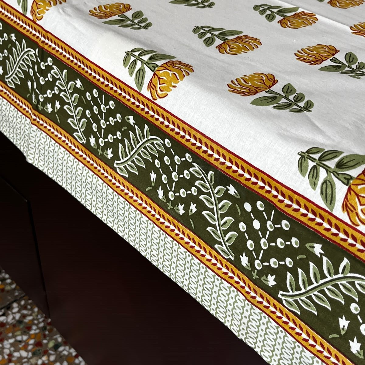 Brown Phool - Single Bed Bedsheet (60x90 Inches)