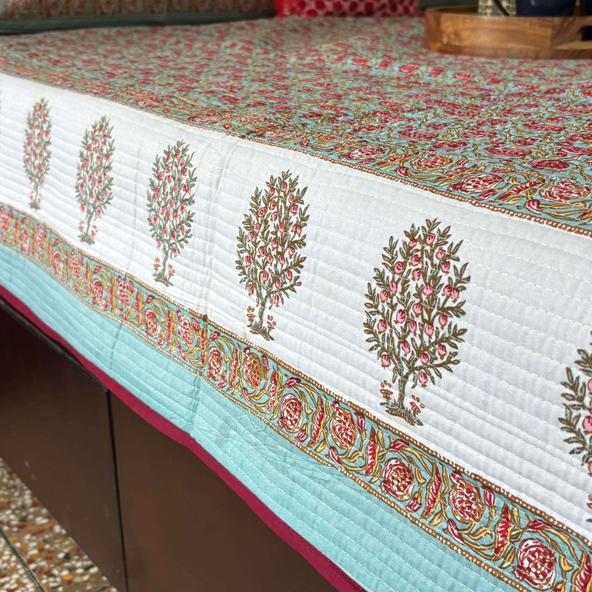 Anaar - Quilted and Reversible Handblock Bedcover I Comforter