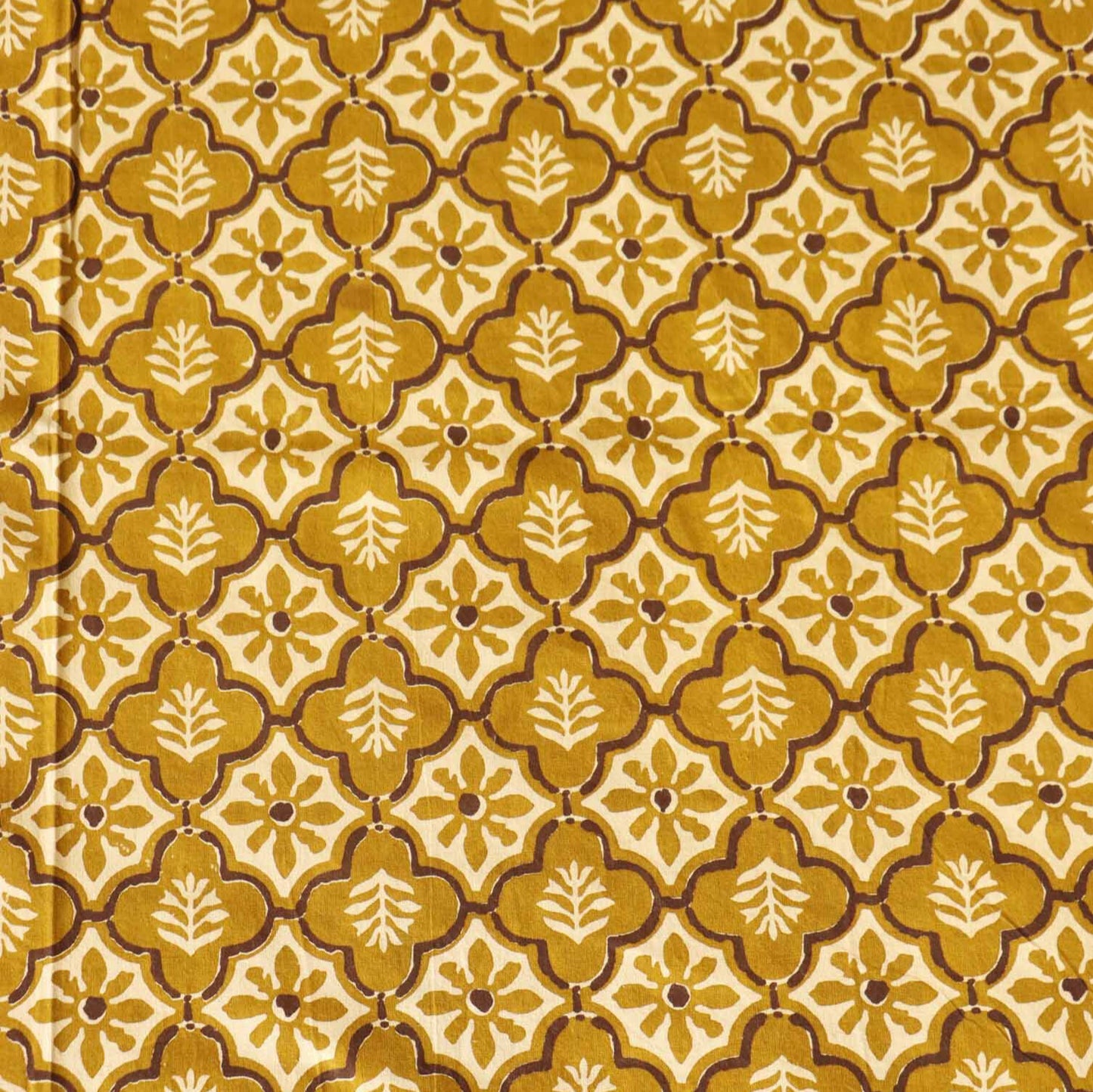 Kalamkari Jharokha Mustard    Flat I Fitted Bedsheet (90x108 Inches)