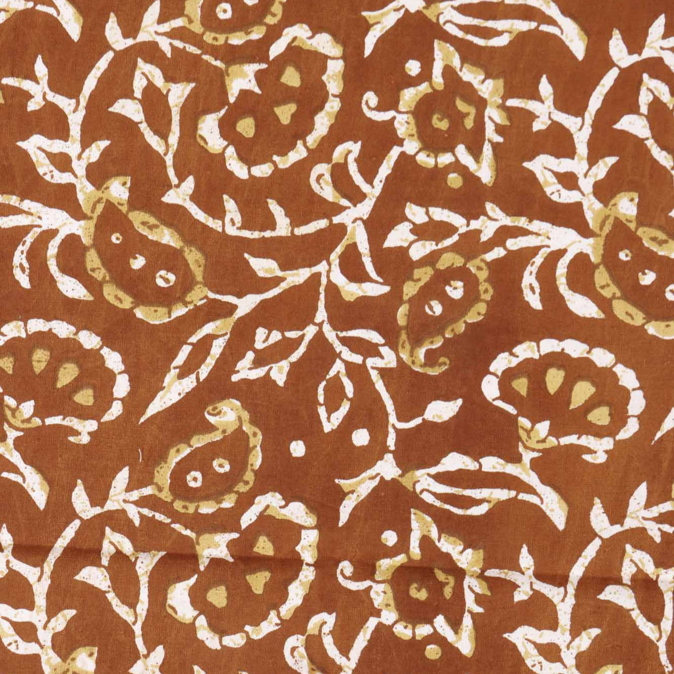 Dabu Brown – Flat I Fitted Bedsheet (90x108 Inches)