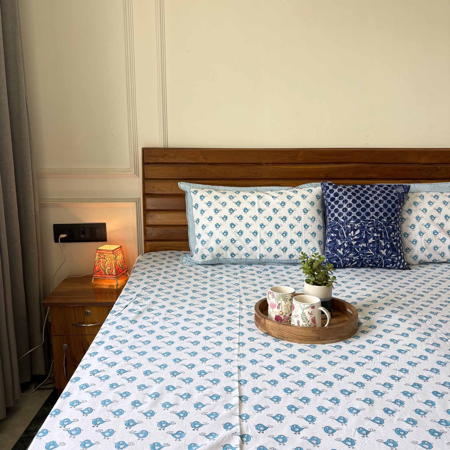 Blue Bird – Hand Block Print Bedsheet (90x108 Inches)