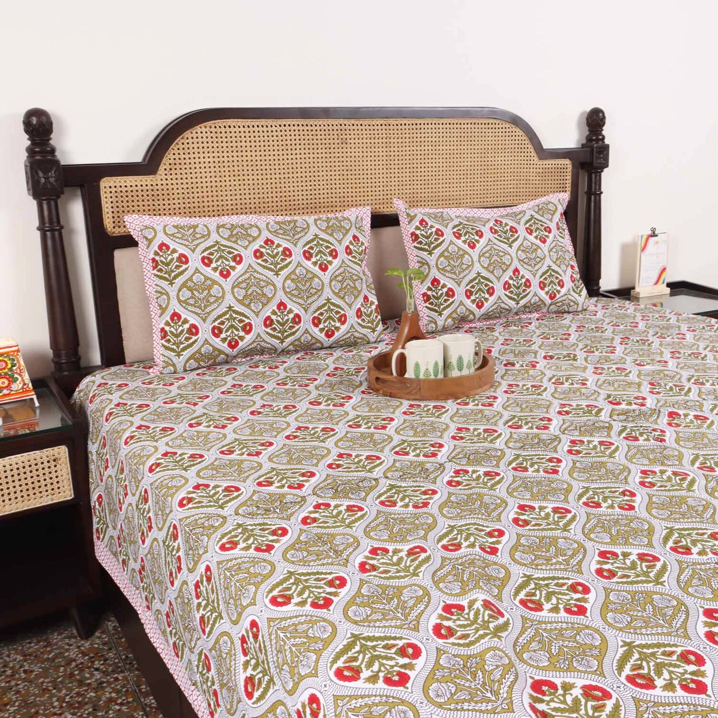 Khushi Brown - Flat I Fitted Bedsheet (108x108 Inches)