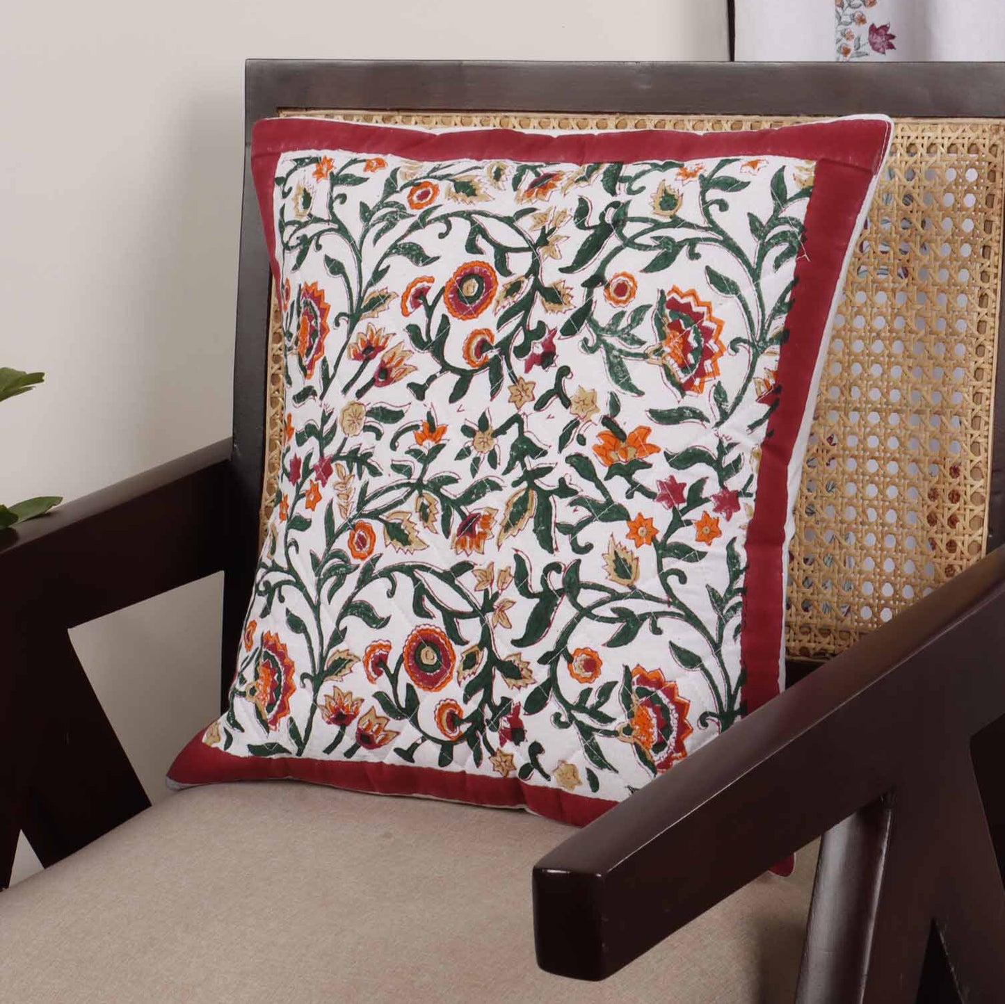 Rang Bahaar -  Hand Block Quilted Cushion Cover