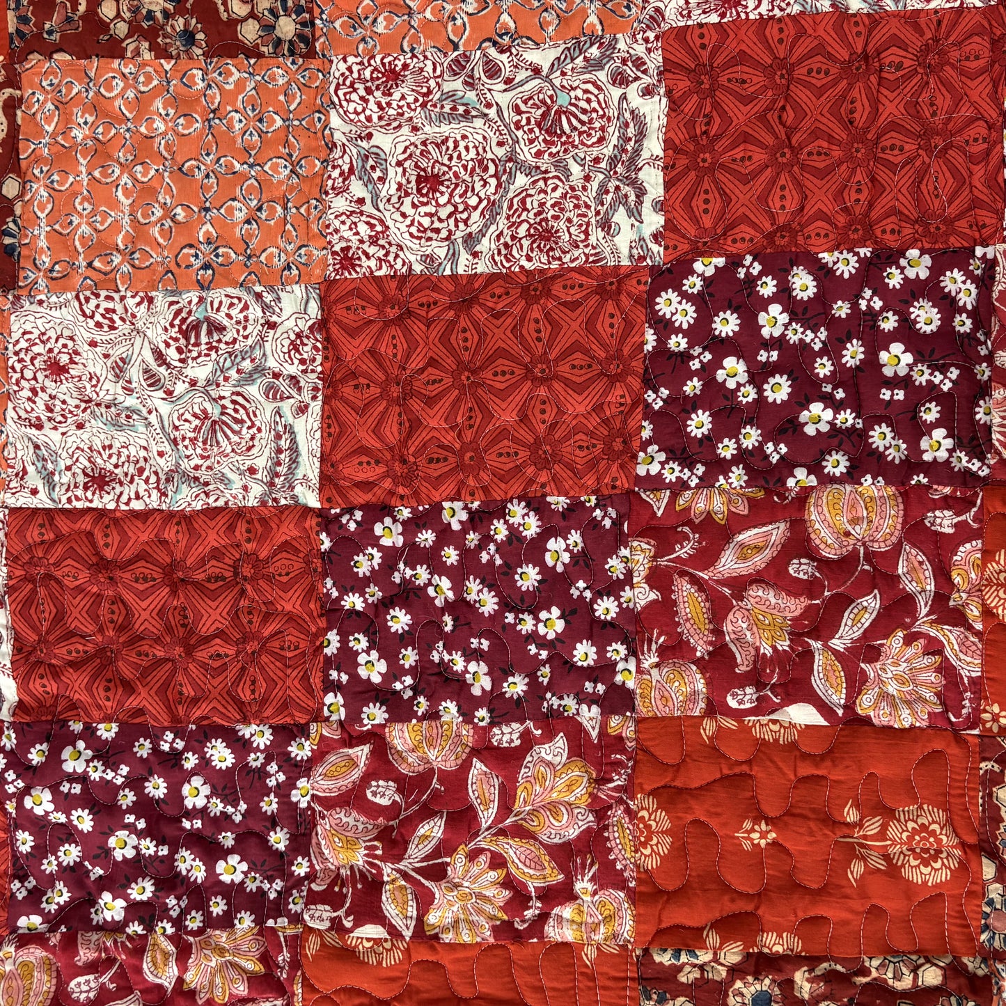 Rangeela - Red - A Patchwork Reversible Quilted Bedcover I Comforter - With Pillow Cases