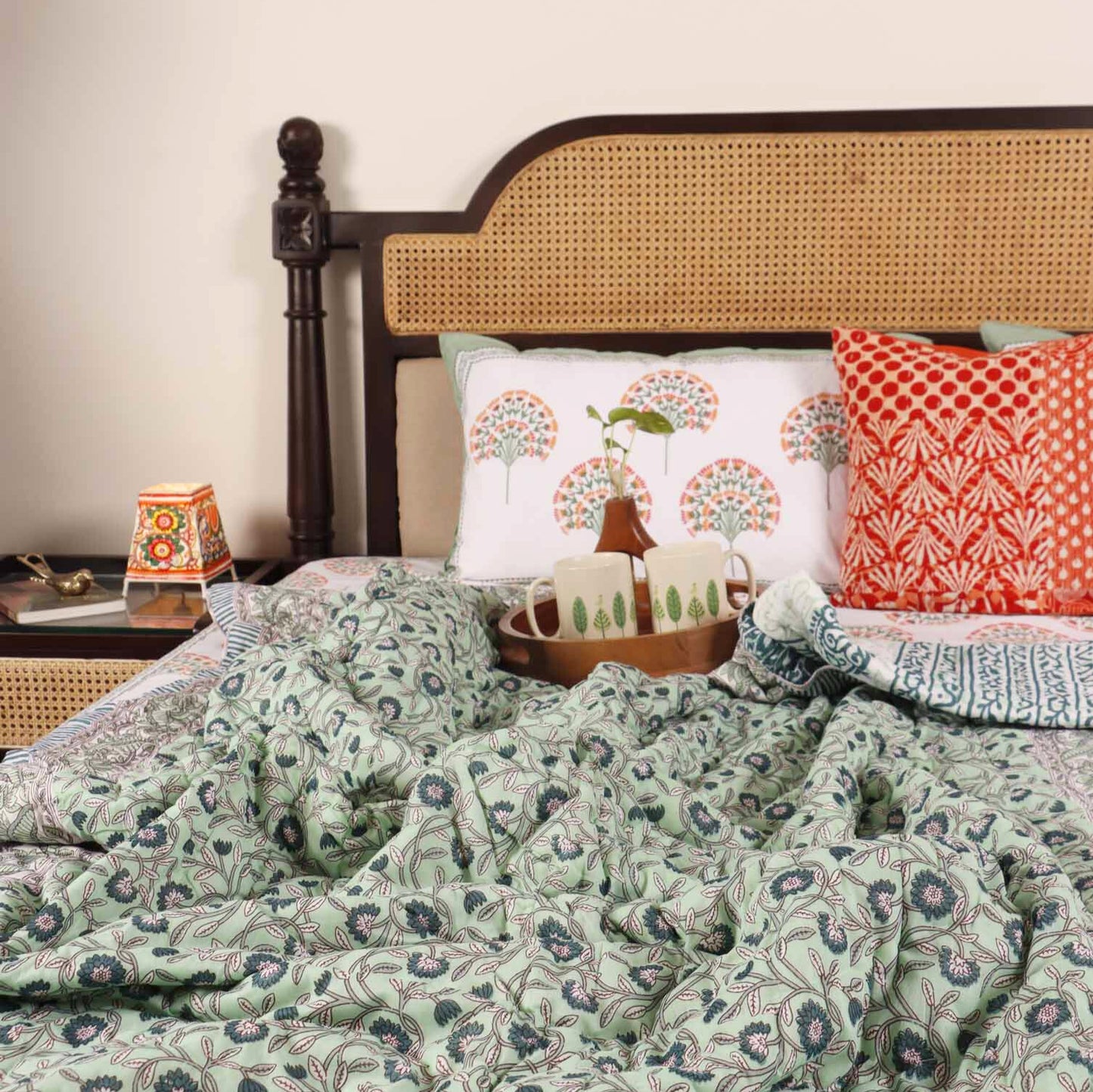 Jugni Green - Single Bed Quilt