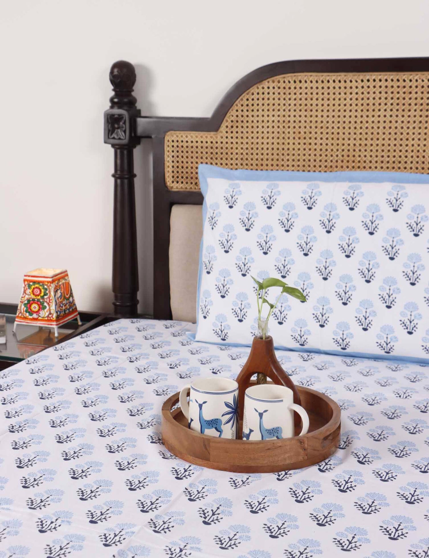 Kamalika Blue - Single Bed Bedsheet (60x90 Inches)
