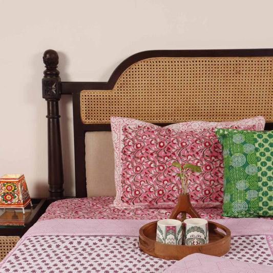 Pair of Single Bed Reversible Mul Dohar - Orchid Pink
