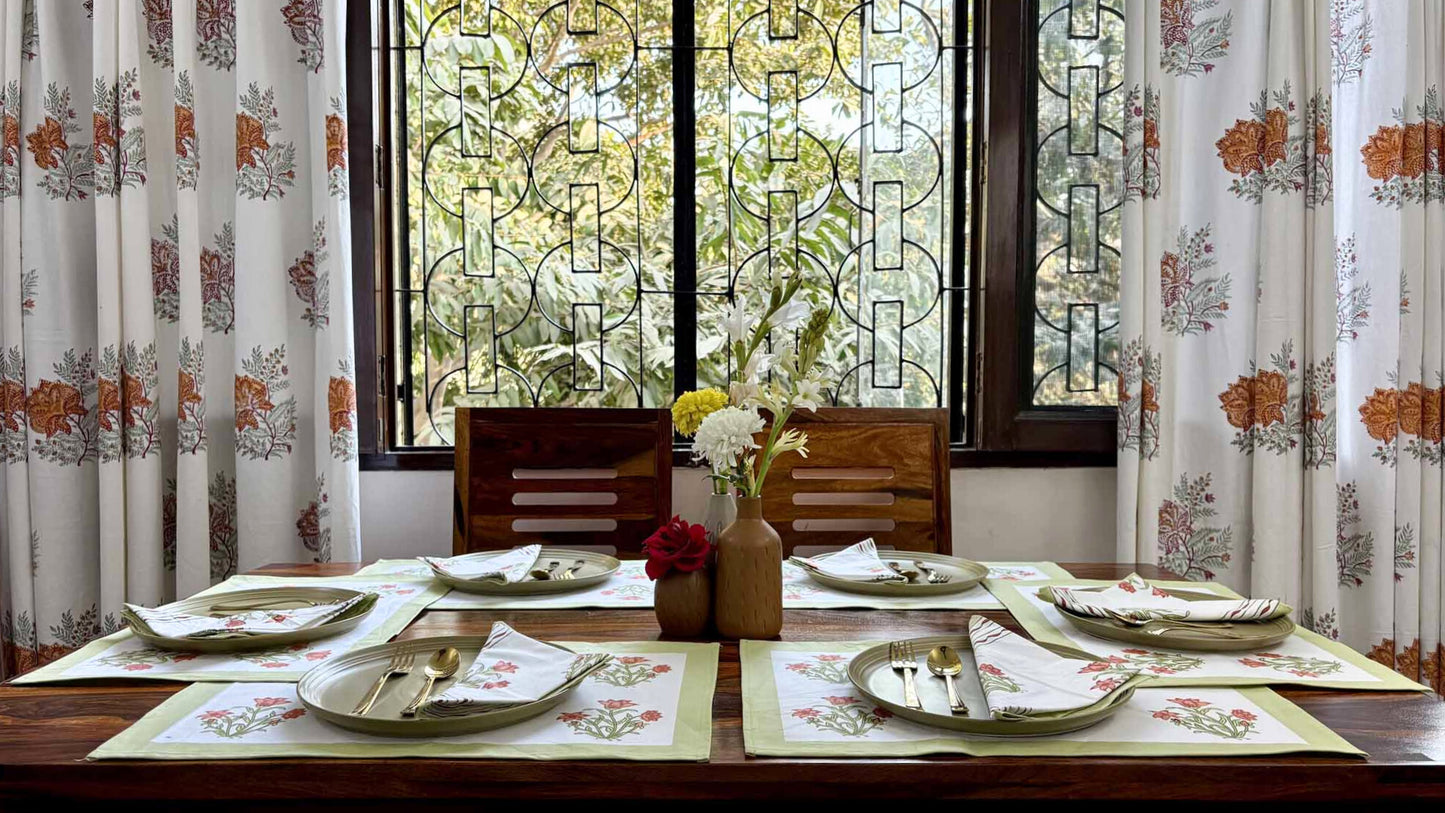 Shalimar Green - Table Runner, Table Mats and Napkins