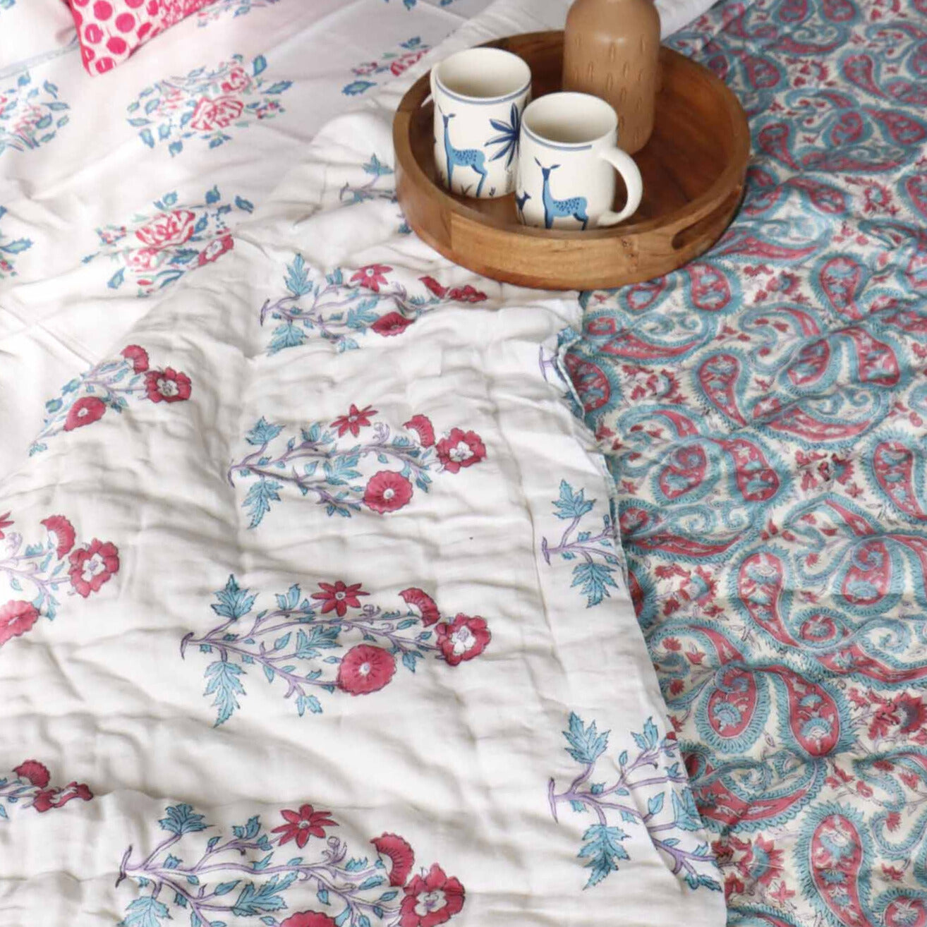 Pink Paisley  - Single Bed/ Double Bed Razai/ Comforter