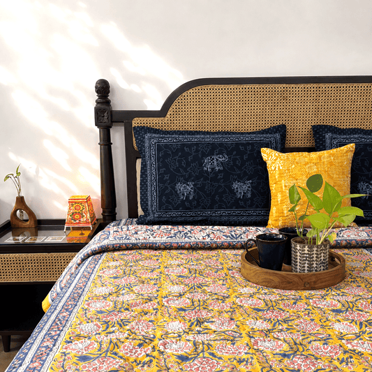 Gulshan -  Handblock Single Bed Quilt