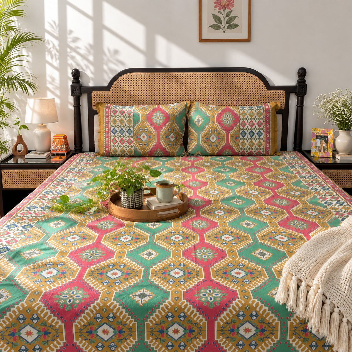 Festive Gold Edition - Yellow Bedsheet (108x108 Inches)