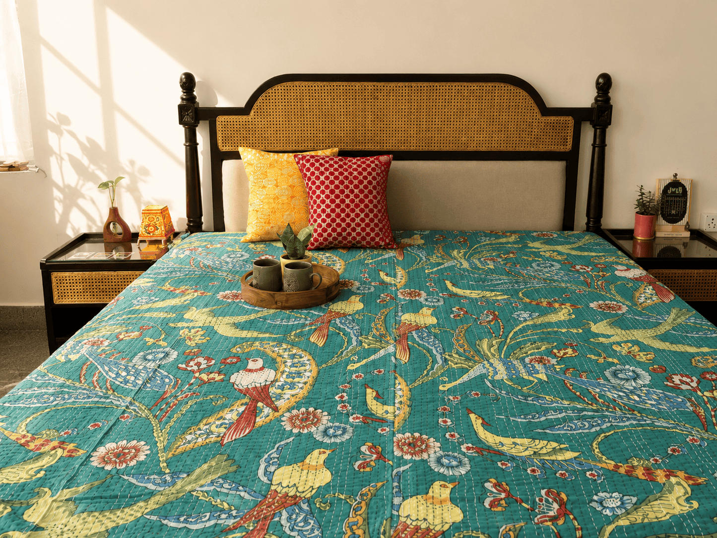 Tota - Kantha Stitch Bedcover