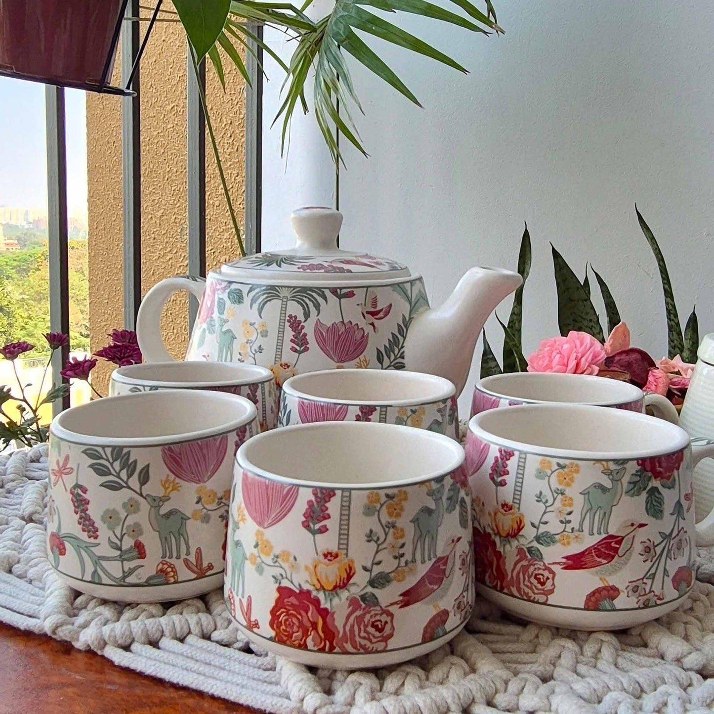 Buy floral tea set 