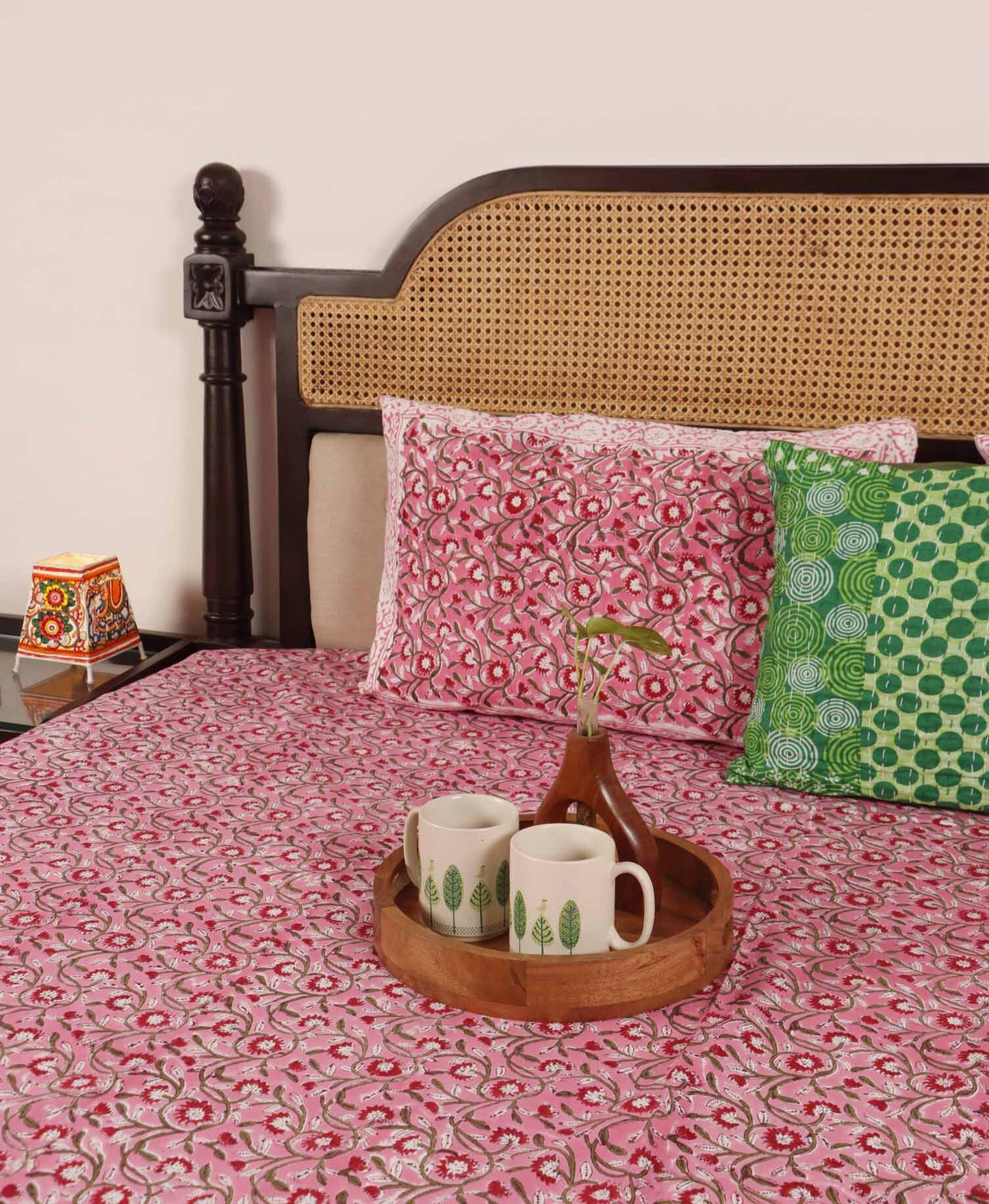 Jugni Pink – Hand Block Print Bedsheet (90x108 Inches)