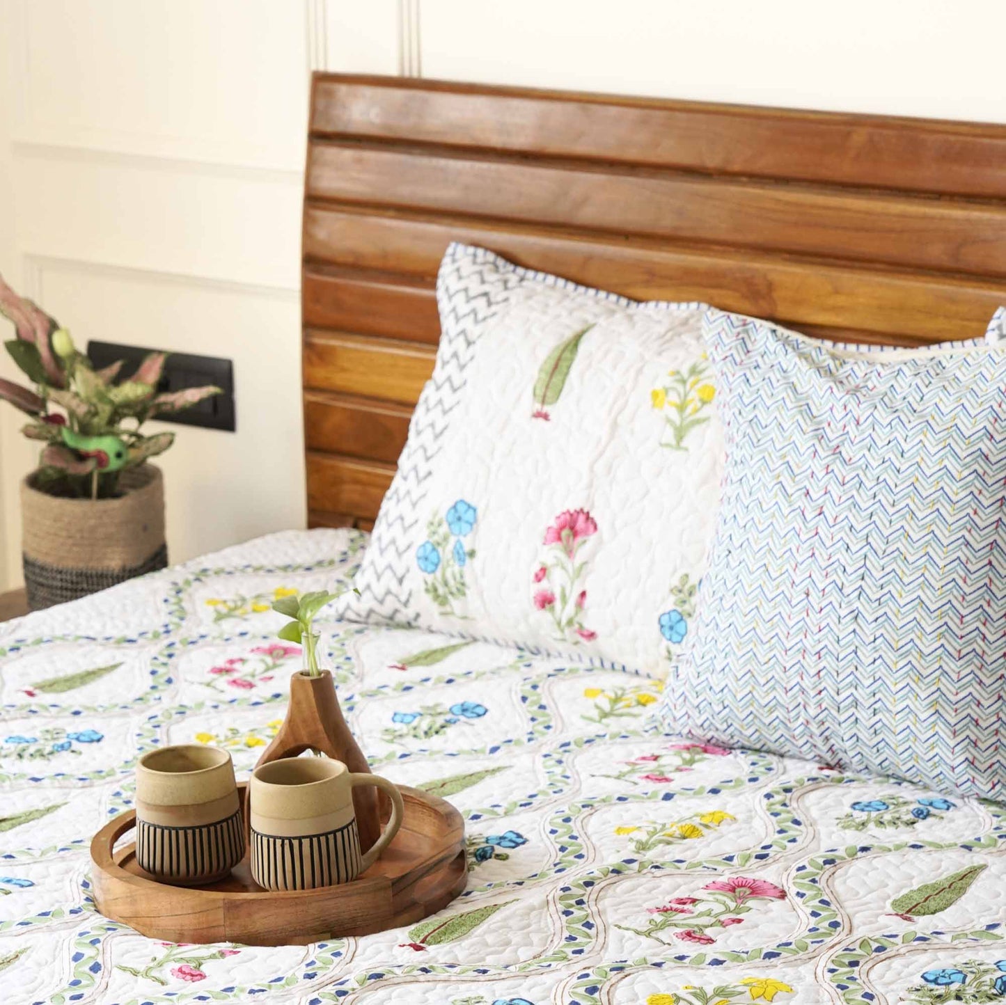 Nargis - Quilted and Reversible Handblock Bedcover/Comforter