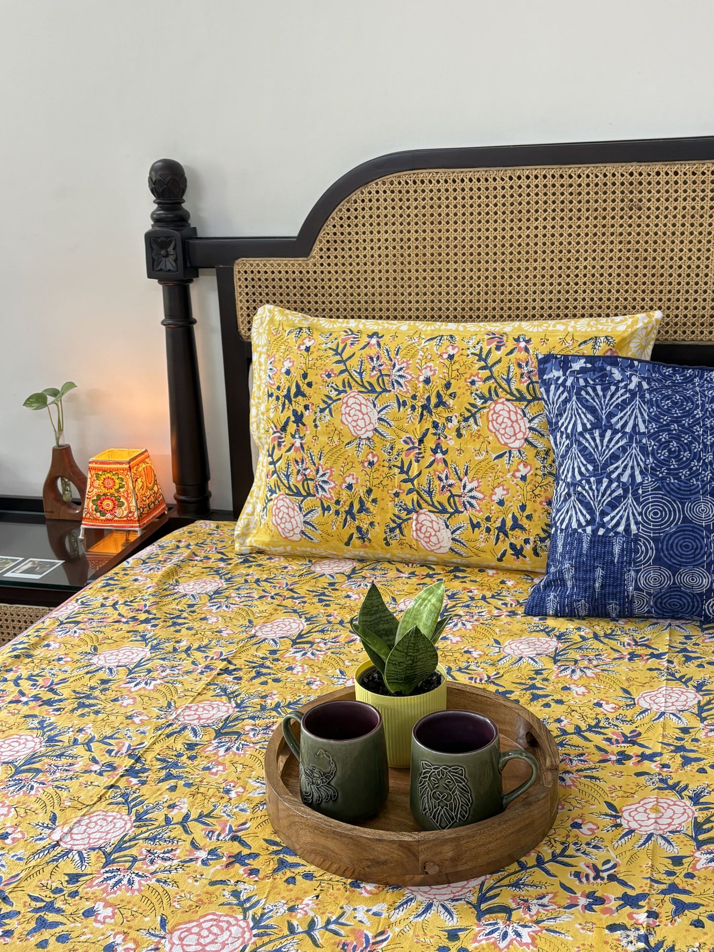 Peeli Bahar - Handblock Bedsheet (90 x 108 inches)