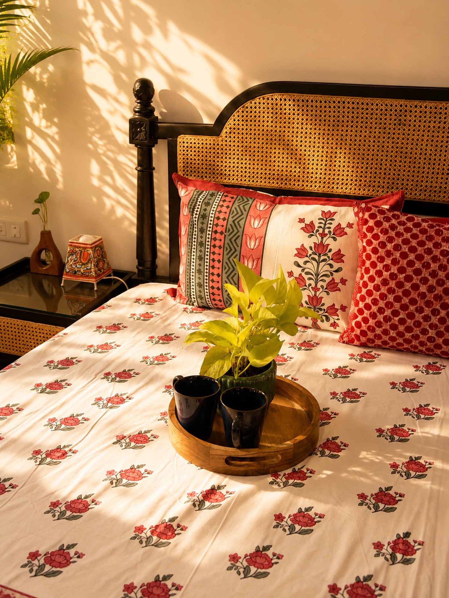 Palaash - Red – Flat I Fitted Bedsheet (108x108 Inches)